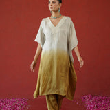 Ivory Gold Ombre Kaftan Kurti
