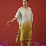 Ivory Gold Ombre Kaftan Kurti