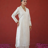Ivory Chikankari Collar Kurti
