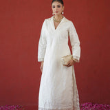 Ivory Chikankari Collar Kurti