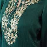 Bottle Green Gold Embroidered Kurti