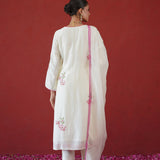 Ivory Pink Cross Stitch Kurti