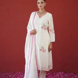 Ivory Pink Cross Stitch Kurti