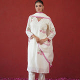 Ivory Pink Cross Stitch Kurti