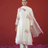 Ivory Pink Cross Stitch Kurti