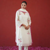 Ivory Pink Cross Stitch Kurti