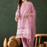 Blush Pink Cotton Kurti With Sequin Diamond Work