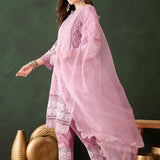 Blush Pink Cotton Kurti With Sequin Diamond Work