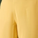 Sunshine Yellow Cotton Kurti With Lace Hem