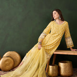 Sunshine Yellow Cotton Kurti With Lace Hem