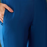 Cobalt Blue Silk Kurti With Floral Motif Embroidery