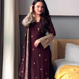 Deep Maroon Georgette Kurti With Embellished Cuffs