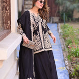 Black Georgette Kurti With Paisley Embroidery
