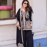 Black Georgette Kurti With Paisley Embroidery