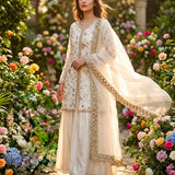 Ivory Silk Kurti With All-Over Sequin Embellishment