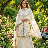 Ivory Silk Kurti With All-Over Sequin Embellishment