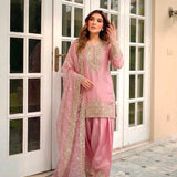 Rust Silk Kurti With Ornate Gold Embroidery