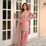 Rust Silk Kurti With Ornate Gold Embroidery