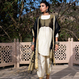 Monochrome Cotton Silk Jacketed Suit Set