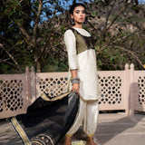 Monochrome Cotton Silk Jacketed Suit Set