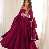 Dusty Pink Silk Kurti With Golden Zari Work