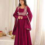 Dusty Pink Silk Kurti With Golden Zari Work