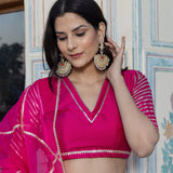 Rust Orange Sequined Mirrorwork Lehenga Set