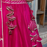 Rust Orange Sequined Mirrorwork Lehenga Set