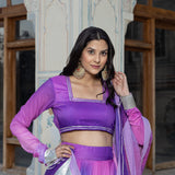 Deep Teal Velvet & Sequined Lehenga Set