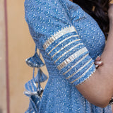 Dusty Blue Mirror-Trail Anarkali Set