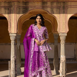 Multi-Tone Abstract Printed Layered Cotton Indo Western Set
