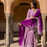 Multi-Tone Abstract Printed Layered Cotton Indo Western Set