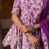 Multi-Tone Abstract Printed Layered Cotton Indo Western Set