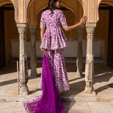 Multi-Tone Abstract Printed Layered Cotton Indo Western Set