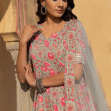 Sage Floral Vine Anarkali Set