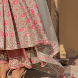 Sage Floral Vine Anarkali Set