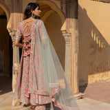 Sage Floral Vine Anarkali Set