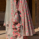 Sage Floral Vine Anarkali Set