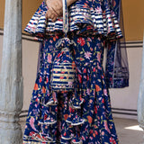 Yellow Floral Printed Cape Co-Ord Indo Western Set