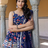 Yellow Floral Printed Cape Co-Ord Indo Western Set