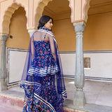 Yellow Floral Printed Cape Co-Ord Indo Western Set