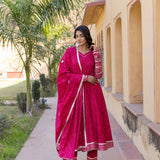 Rani Pink Chevron Anarkali Set