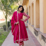 Rani Pink Chevron Anarkali Set