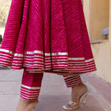 Rani Pink Chevron Anarkali Set