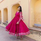 Rani Pink Chevron Anarkali Set