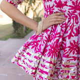 Pastel Pink Floral Printed Layered Indo Western Set