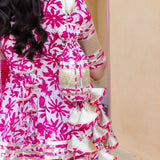 Pastel Pink Floral Printed Layered Indo Western Set
