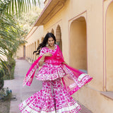 Pastel Pink Floral Printed Layered Indo Western Set