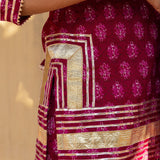 Off-White Floral Printed Layered Cotton Indo Western Set