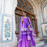 Pink Floral Printed Layered Silk Blend Indo Western Set